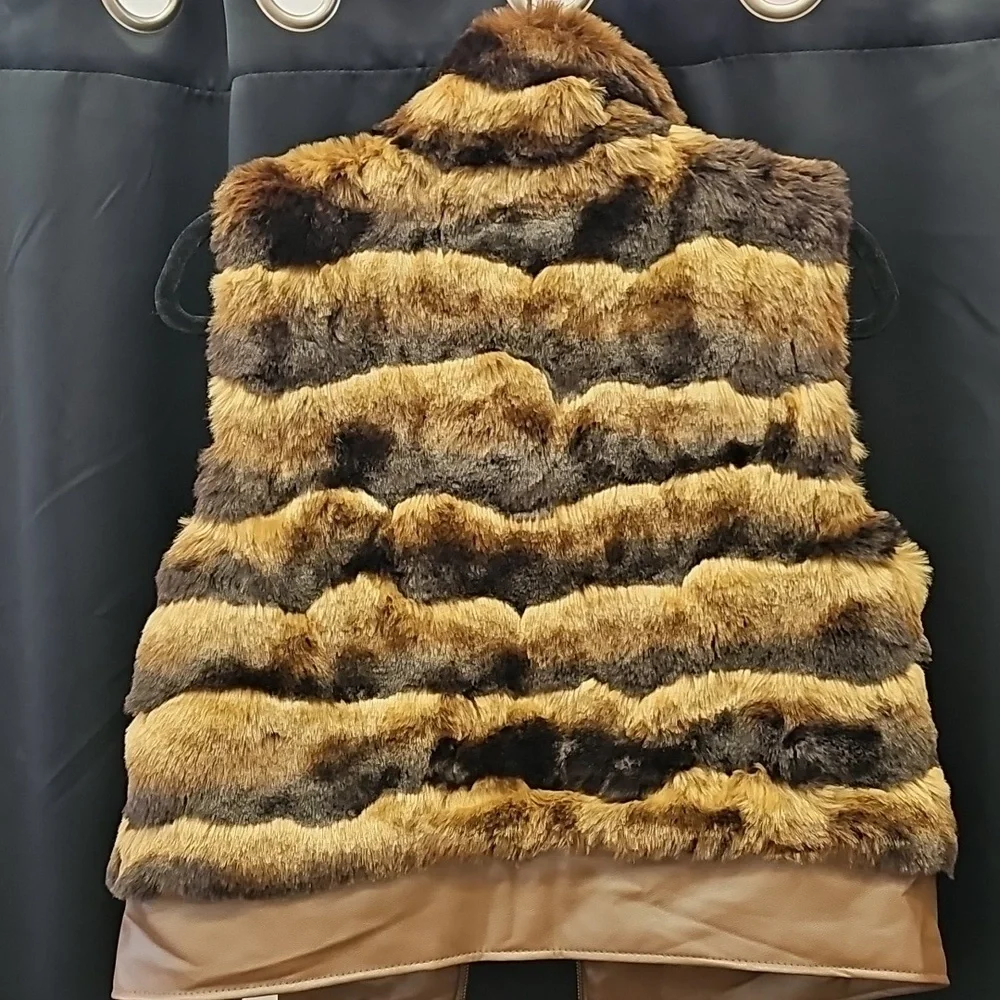 Chico's, Brown, Teddy, Vest, Faux Fur, Animal, Holiday, Casual, Party, Winter